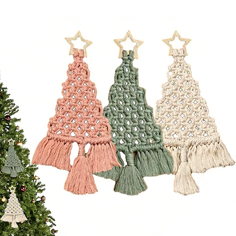 Macrame Cord Cotton - 3 Parça Noel Ağacı DIY Makrome