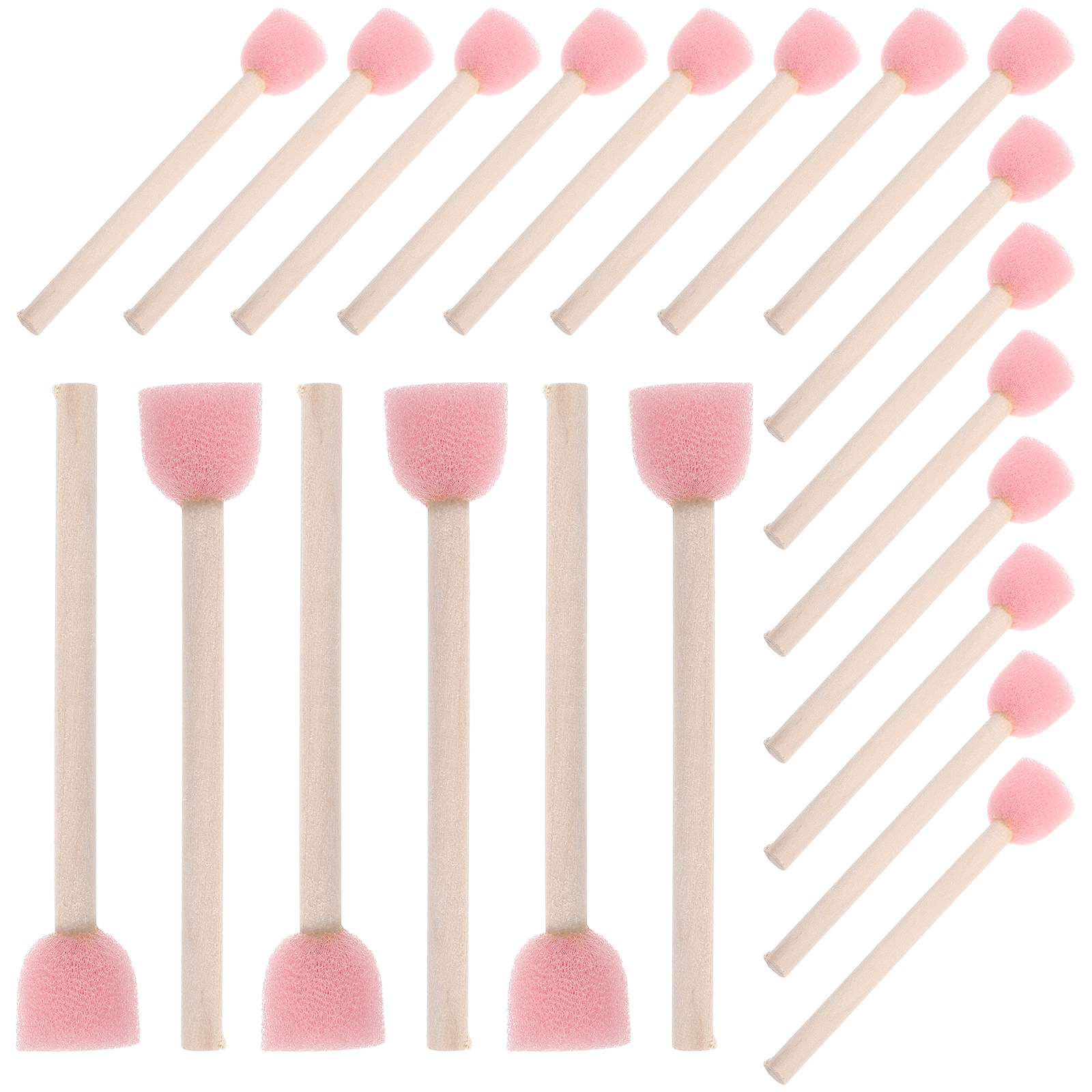 Art Craft For Preschoolers - 40 Adet Yuvarlak Sünger Fırça, Ahşap
