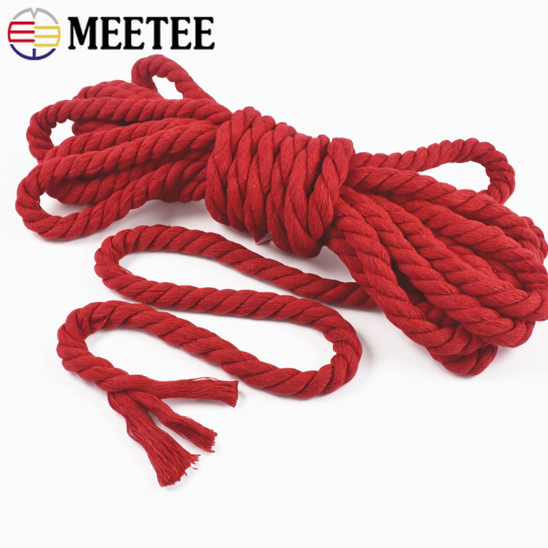 Macrame Cord Cotton - 4/5/10M Kırmızı Pamuk Halat 3 Telli