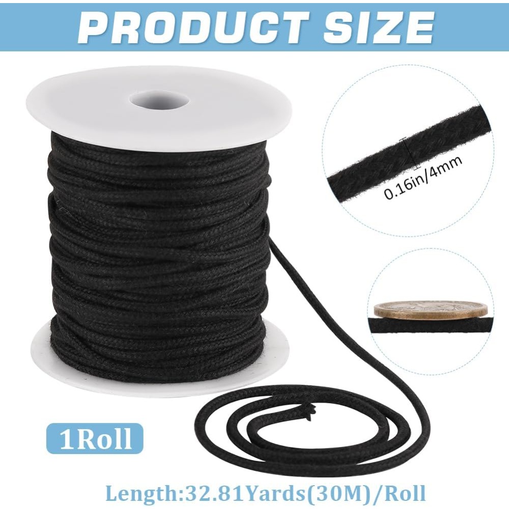 4mm 33 Metre Siyah Pamuk Halat - Macrame Cord Cotton incelemesi ve fiyatı
